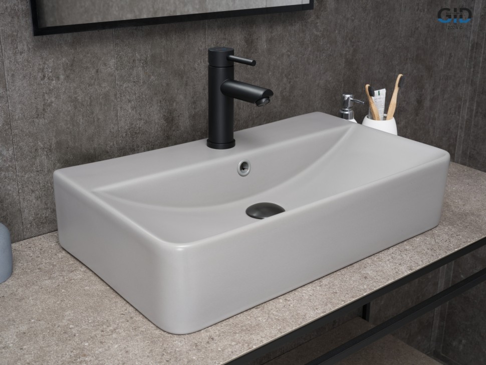 Раковина Gid Gm1344 52236 накладная серая матовая 61x35.5x14