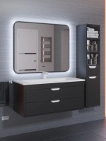Зеркало для ванной с теплой подсветкой Uperwood Modul 60х80 см, прямоугольное, черное, сенсор/антизапотевание