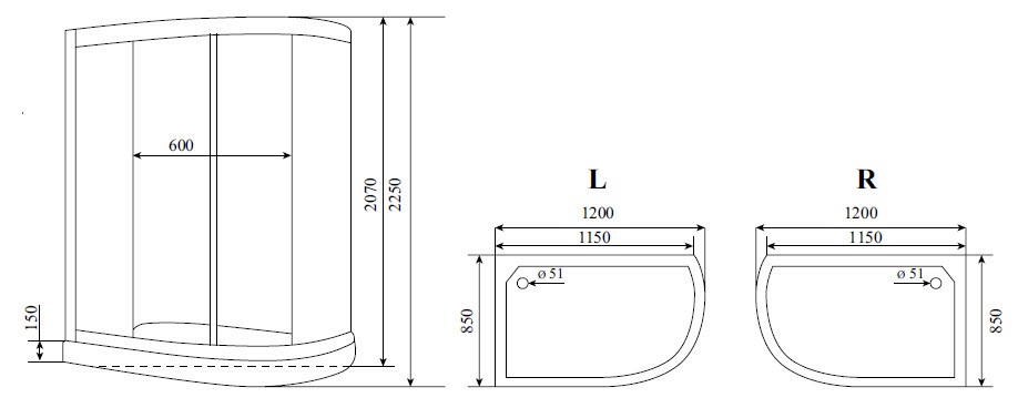 Timo Lux T-7702 L душевая кабина 120*85*225