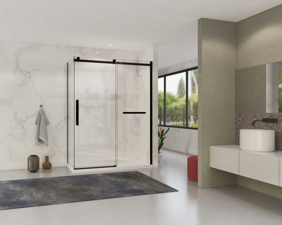 Душевой уголок Como Soft VSR-1CS1015CLB, 1500*1000, черный, стекло прозрачное