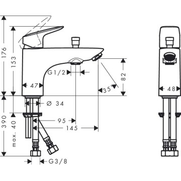 Смеситель для ванн, для душа Hansgrohe Logis Monotrou хром (71312000)