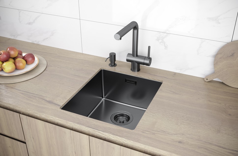Мойка LASSAN 38 UNI, нерж. сталь, LA38-GM, вороненая сталь, 380х440мм, Paulmark
