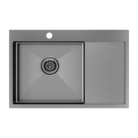 Мойка нерж. сталь KRONER 78F, PM217851-GML, вороненая нерж. сталь, левая, 780х510мм, Paulmark