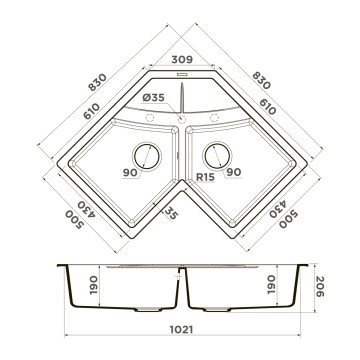 Кухонная мойка Omoikiri Sumi 83C-PL Tetogranit/платина