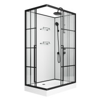 Душевая кабина Niagara Standart ST120/80/15QR/KL/BKT (120х80х225) поддон низкий(15см),черный,стекло прозрачное,3 места