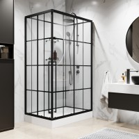 Душевая кабина Niagara Standart ST120/80/15QR/KL/BKT (120х80х225) поддон низкий(15см),черный,стекло прозрачное,3 места