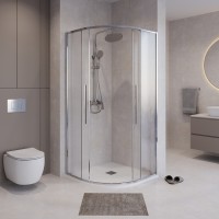Душевое ограждение Niagara Nova NG-3625-34 (80х80х195) четверть круга, хром,двери раздвижные,стекло шиншилла,1 место