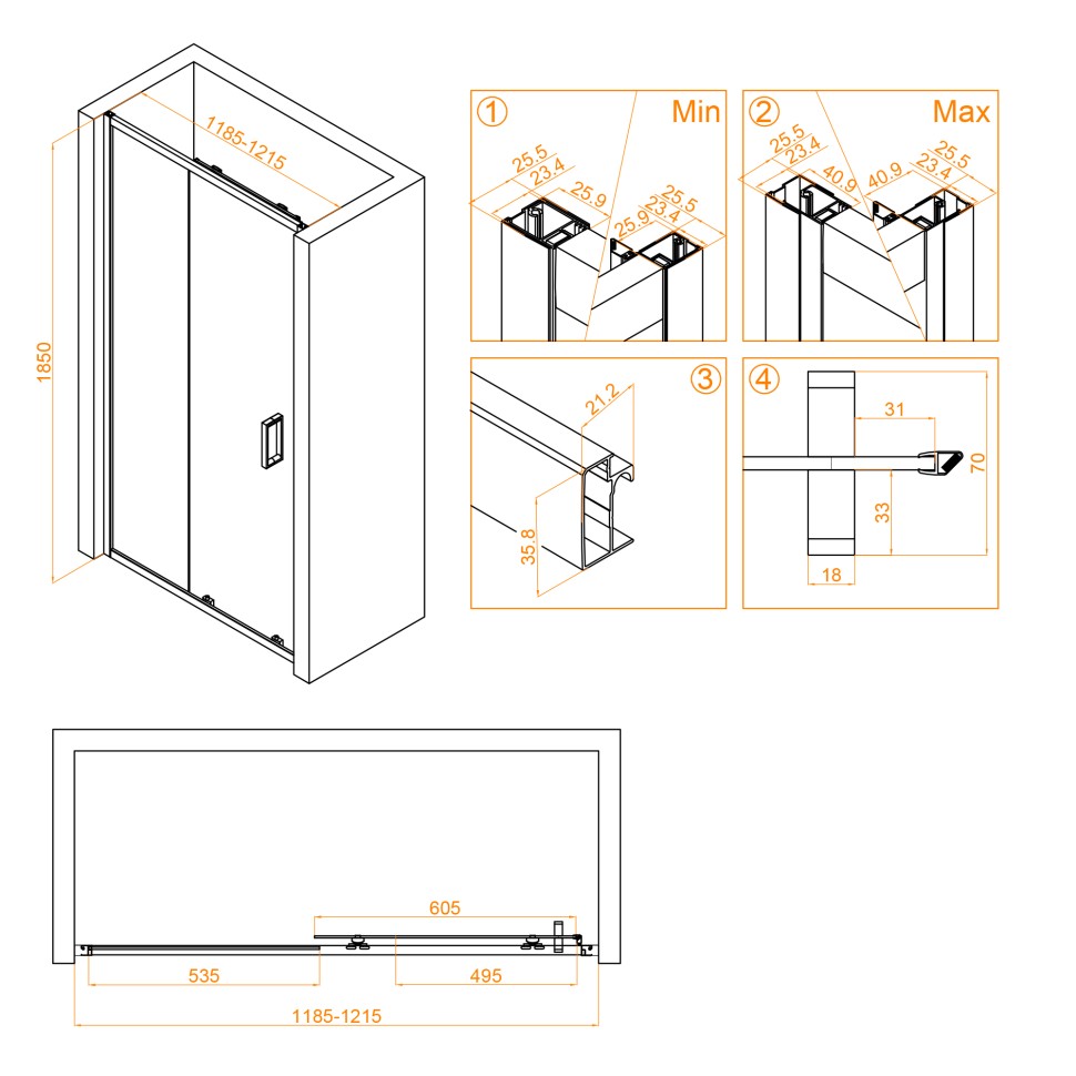 Душевая дверь RGW CL-14B (Прозрачное, 1200)