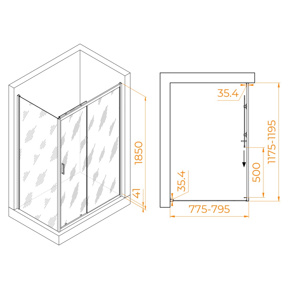 Душевой уголок RGW PA-145 (Прозрачное, 800x1200)