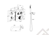 Душевая система скрытого монтажа для душа MILLEAU Tissage TERMO 2SBIT/324.10-CR на 2 потока (комплект с монтажным блоком), хром