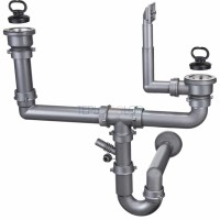 Сифон для стальной мойки накладной, 2-чаши