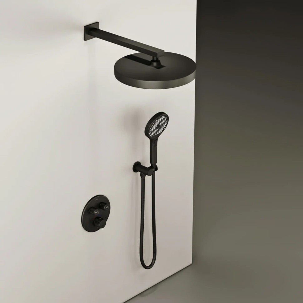 Душевой комплект SANCOS Space встраиваемый c термостатическим смесителем, цвет черный матовый , арт. SC3006MB