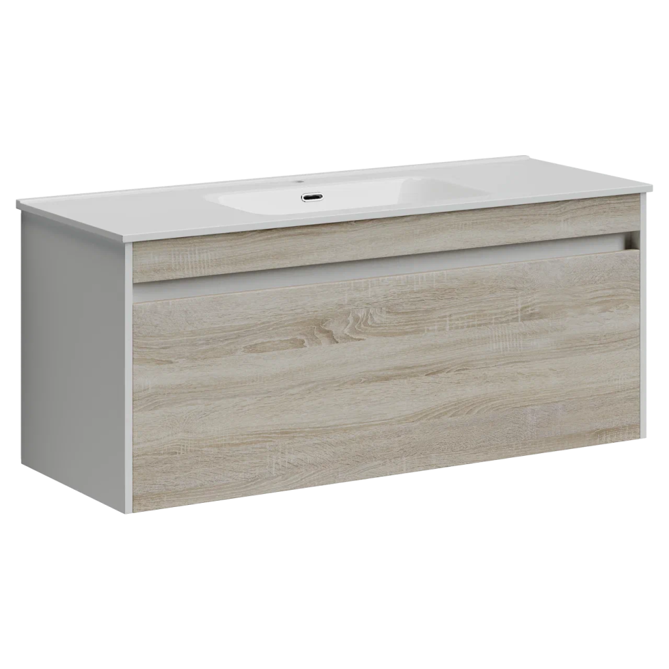 Тумба подвесная SANCOS Smart 1190х450х500, c двумя ящиками оснащенными доводчиками, дуб бардолино/белый , арт. SM120-1E