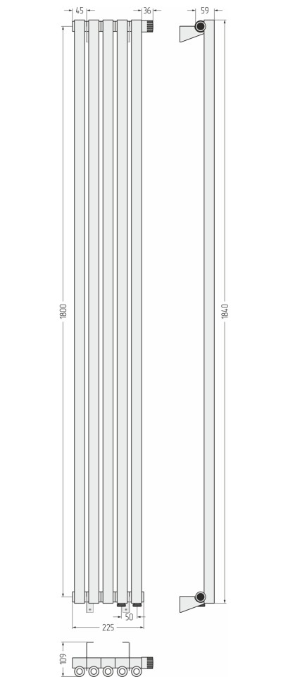 Эстет-0 EU50 правый 1800х225 5 секций