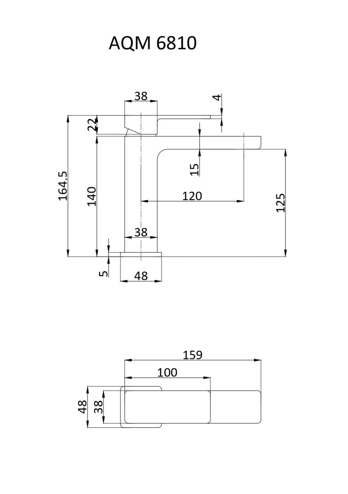 AQM6810CR Savona Смеситель для раковины 125мм, гладкий, подводка 1/2 ", хром