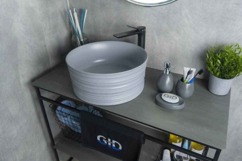 Раковина Gid Gm969 53335 накладная серая матовая 41x41x18