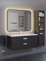 Зеркало для ванной с теплой подсветкой Uperwood Modul 65х80 см, прямоугольное, черное, сенсор/антизапотевание