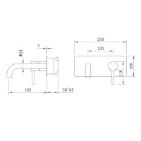 Смеситель для раковины VENTAS R скрытого монтажа, совместный, оружейная сталь