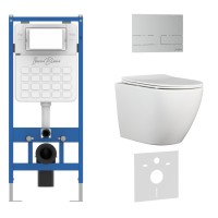 Комплект 3в1 IBERICA BLANCA инсталляция SILENCIO, унитаз BILBAO ALTO белый, кнопка смыва INOX-S хром матовый (IB001.BLA.231.1601)