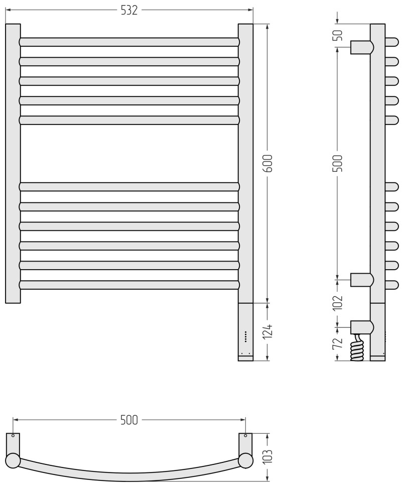 Богема 3.1 выгнутая 600х500 МЭМ правый