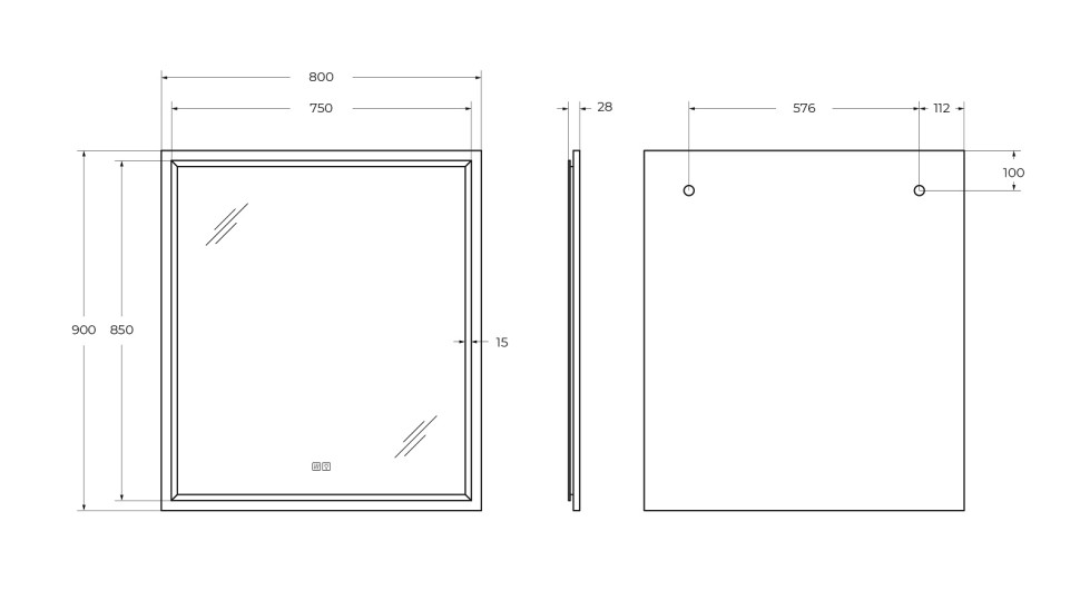 Зеркало CEZARES CZR-SPC-INT-800-900-LED-TCH-WARM-TIT