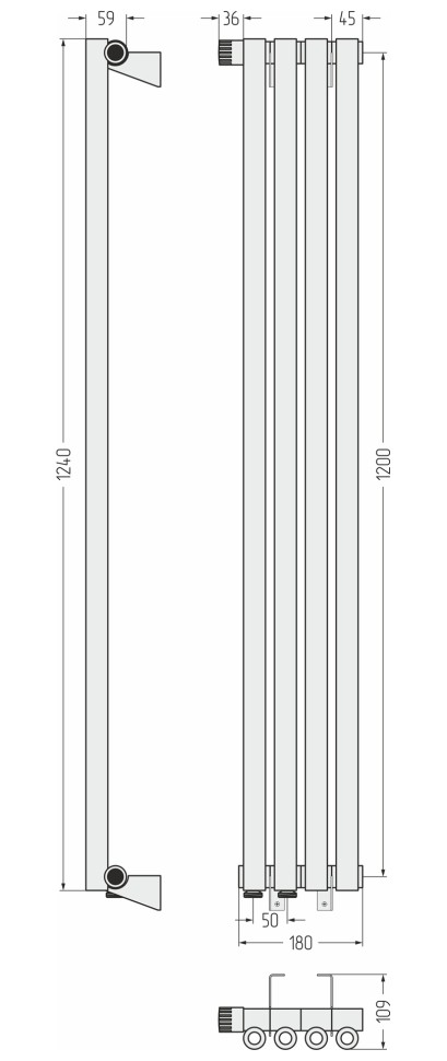 Эстет-0 EU50 левый 1200х180 4 секции