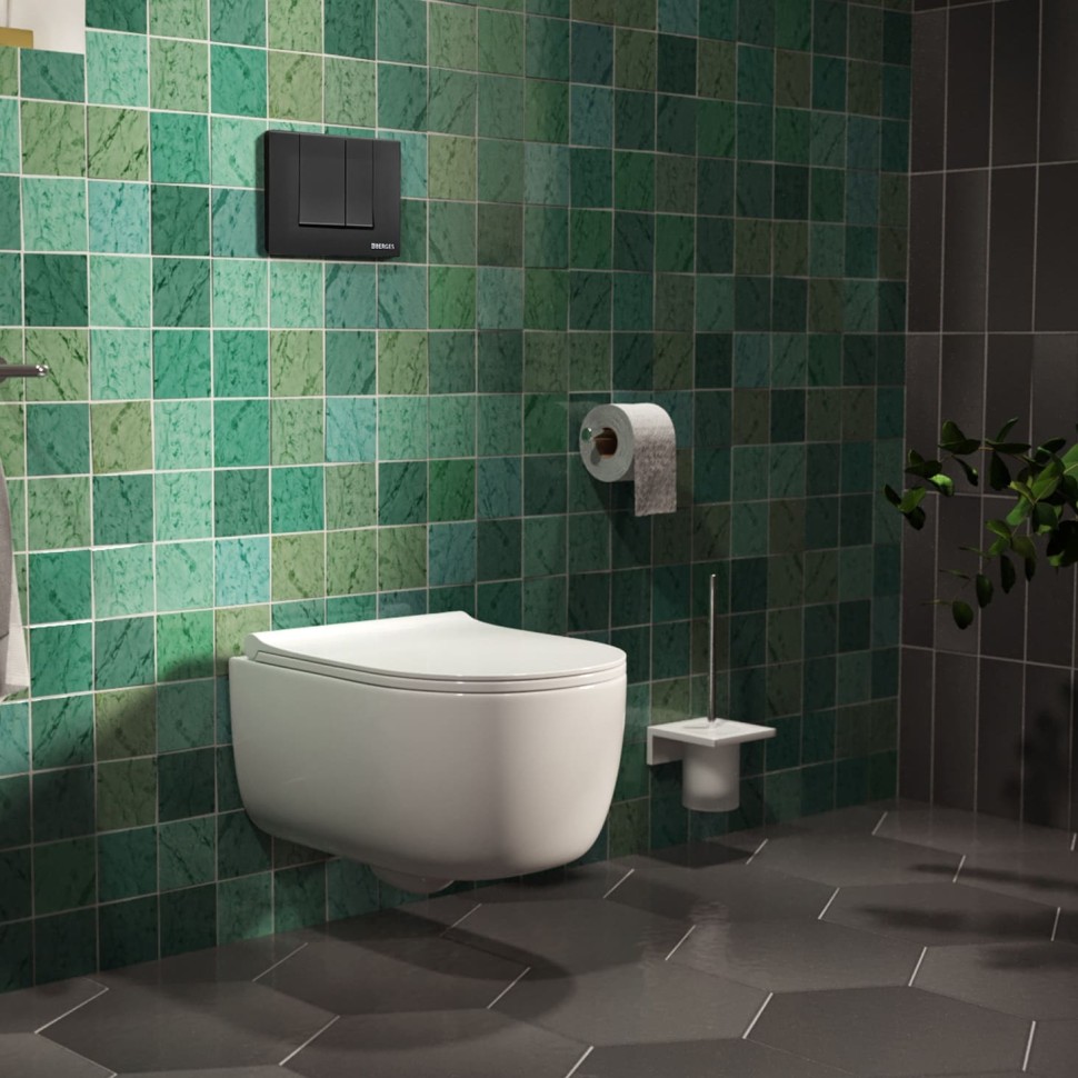 Инсталляция BERGES для скрытого монтажа унитаза NOVUM кнопка S5 Soft Touch, черная