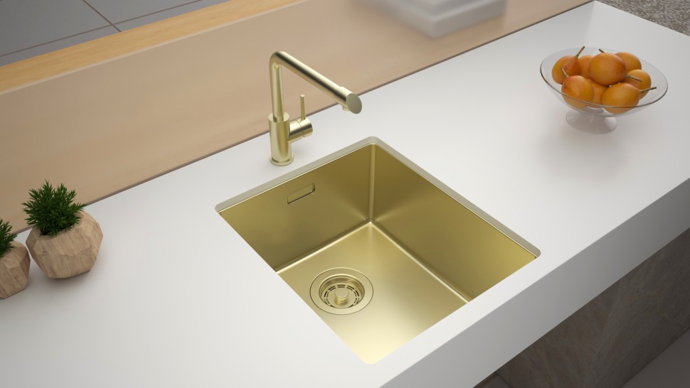 Мойка LASSAN 38 UNI, нерж. сталь, LA38-LG, светлое золото, 380х440мм, Paulmark