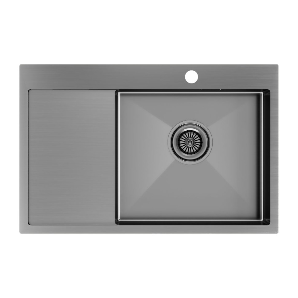 Мойка нерж. сталь KRONER 78F, PM217851-GMR, вороненая нерж. сталь, правая, 780х510мм, Paulmark