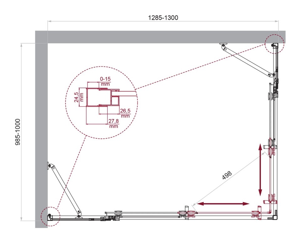 Душевой уголок BelBagno LUCE-AH-22-130/100-C-Cr