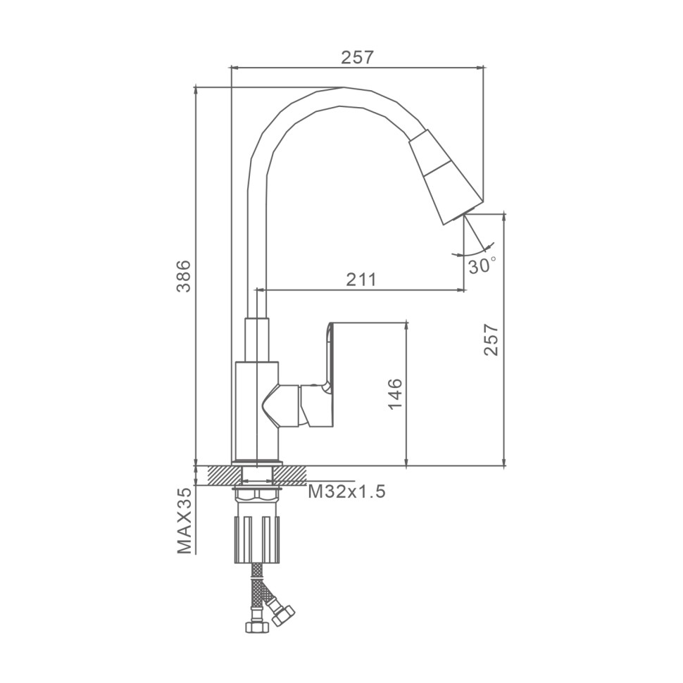 Смеситель Splenka для кухни с гибким изливом S06.43.09 Графит