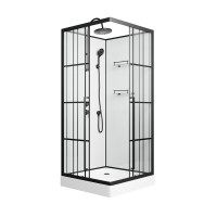 Душевая кабина Niagara Standart ST90/15QL/KL/BKT (90х90х225) низкий поддон(15см),черный,стекло прозрачное,3 места