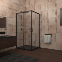 Душевой угол Veconi Rovigo RV-13, 1200x1200x1950, черный, стекло прозрачное