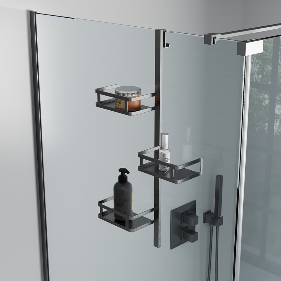 Полка для душевого ограждения Moderno, 650x120x324, графит брашинг