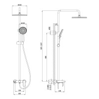Душевая стойка FERRI, золото брашинг