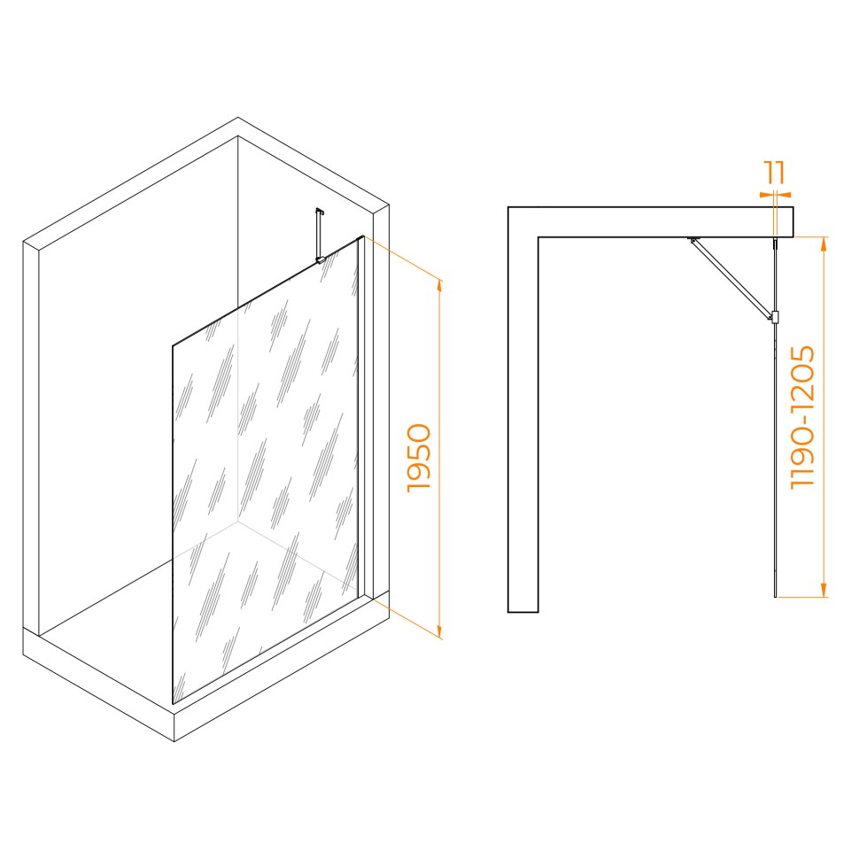 Душевая перегородка RGW WA-102B (Матовое-Сатинат, 1200)