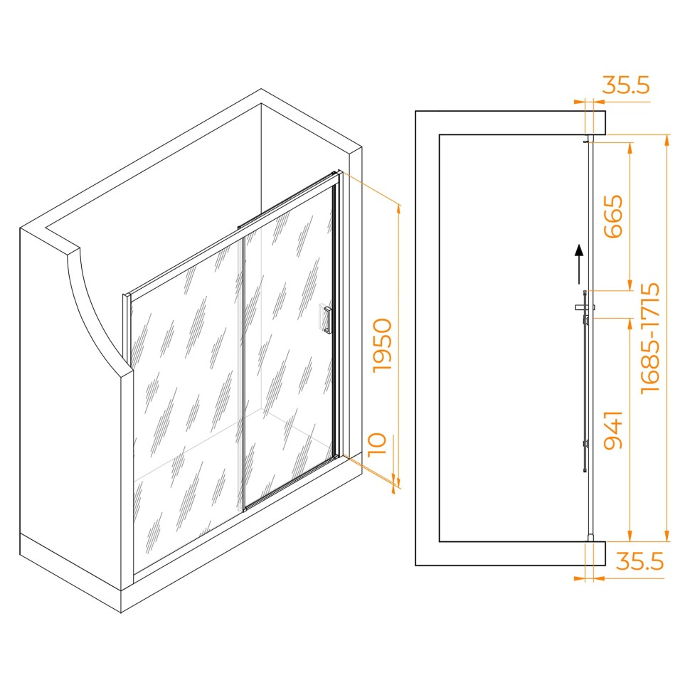 Душевая дверь RGW PA-017 (Матовое-Сатинат, 1700)