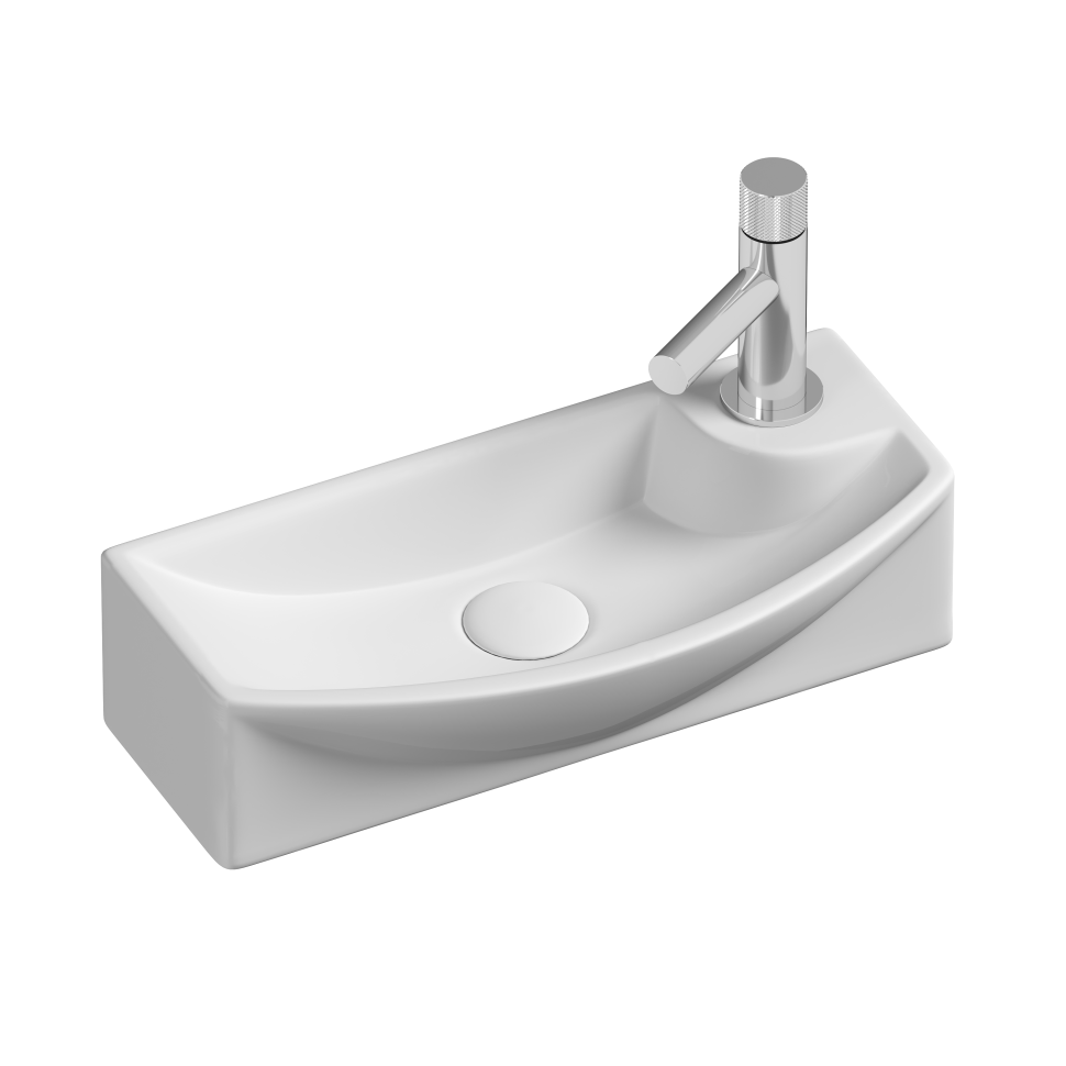 Умывальник подвесной прямоугольный с крепежом (чаша слева, отверстие под смеситель справа) Element 455x220x130мм