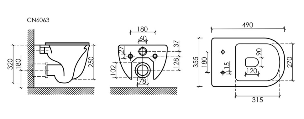 Подвесной унитаз Modena Rimless CN6063MB
