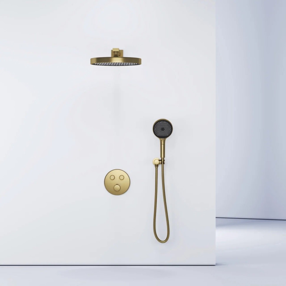 Душевой комплект SANCOS Space встраиваемый c термостатическим смесителем, цвет брашированное золото , арт. SC3006BG
