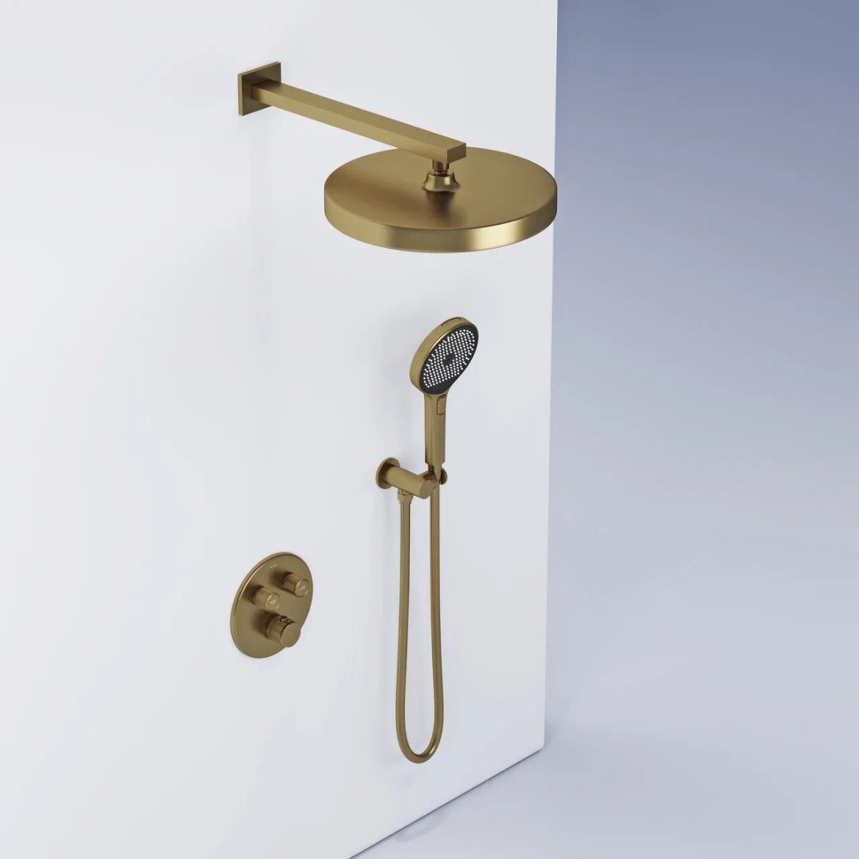 Душевой комплект SANCOS Space встраиваемый c термостатическим смесителем, цвет брашированное золото , арт. SC3006BG