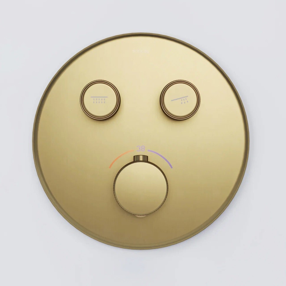 Душевой комплект SANCOS Space встраиваемый c термостатическим смесителем, цвет брашированное золото , арт. SC3006BG