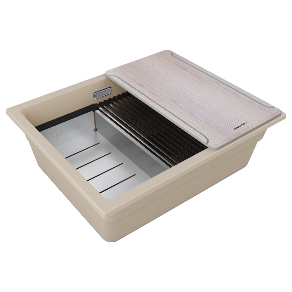 Мойка LUMI-MULTI SINK 55 UNI, IT-GRANIT, LU-MULTI 55-LA, латте, 550х450, Paulmark