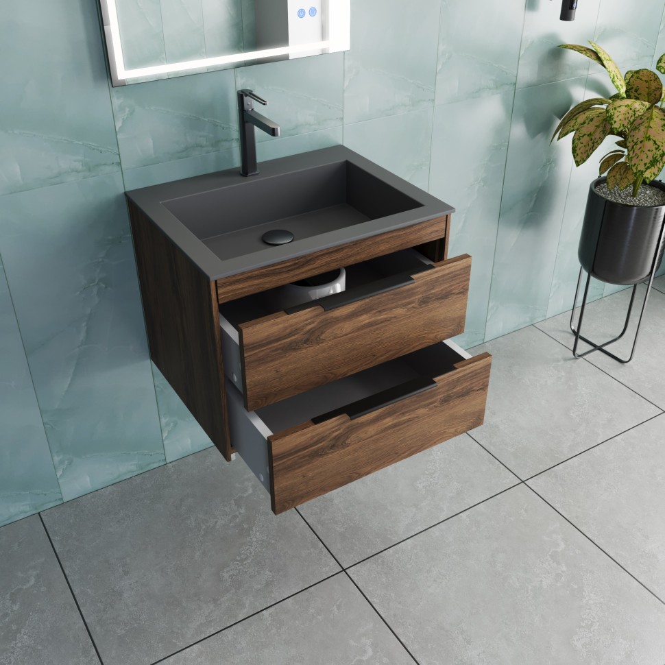 База под раковину Vincea  Chiara 2D 600 подвесная, 2 выкатных ящика soft-close, C.Oak