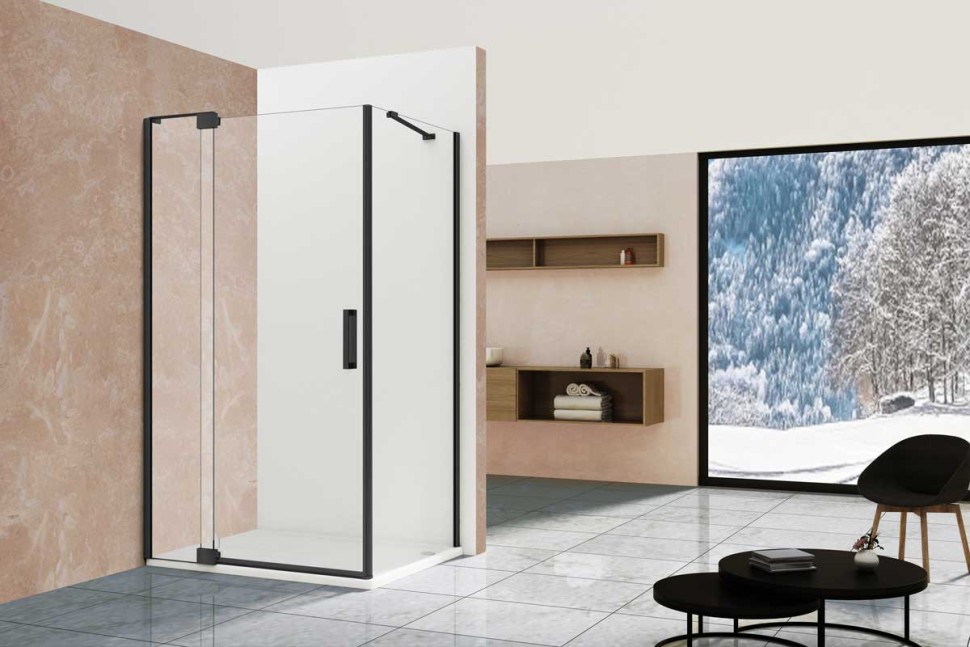 Душевой уголок Extra VSR-1E901010CLB, 900/1000*1000, черный, стекло прозрачное