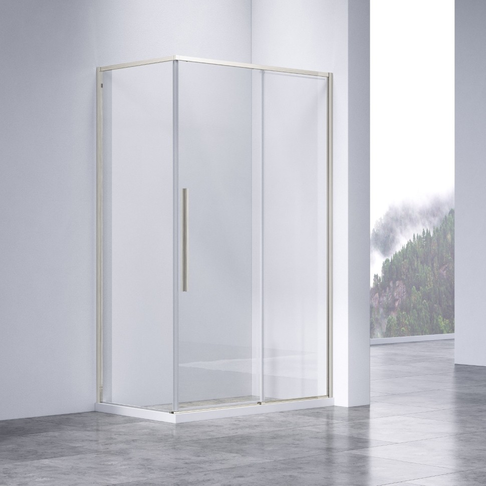 Душевой уголок Слим-Н (Slim-N) VSR-4SN8013CLBN, 1300*800, брашированный никель, стекло прозрачное
