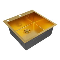 Мойка нерж. сталь KRONER-EDGE 51, PM775151-BG, брашированное золото, 510х510мм, Paulmark