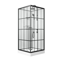 Душевая кабина Niagara Standart ST90/15QR/KL/BKT (90х90х225) низкий поддон(15см),черный,стекло прозрачное,3 места