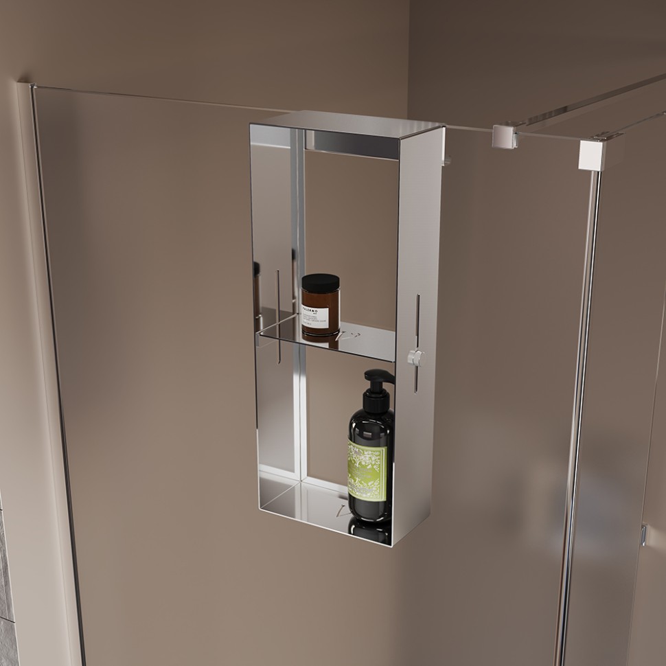 Полка для душевого ограждения Grange, 508x102x204, полированная сталь