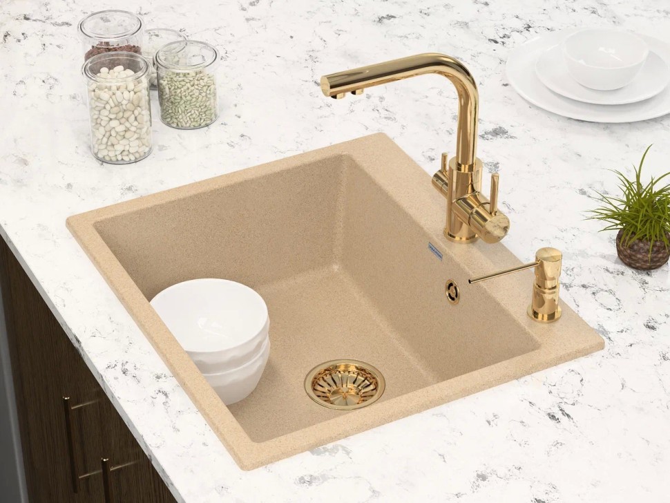 Дозатор для жидкого мыла REIN, D002-G, золото, Paulmark